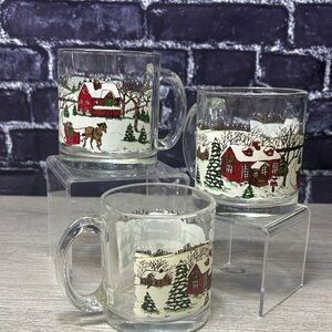 Vintage Libbey Winter Village Mugs